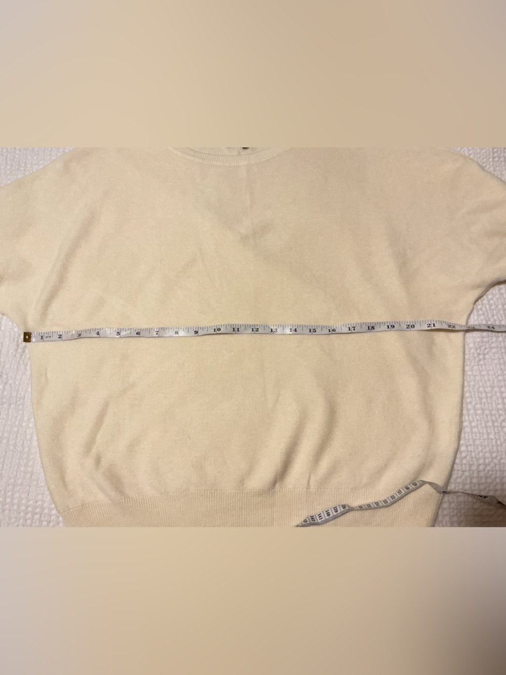 Quince Cream Short Sleeve Crewneck Sweater Top - Picture 12 of 12